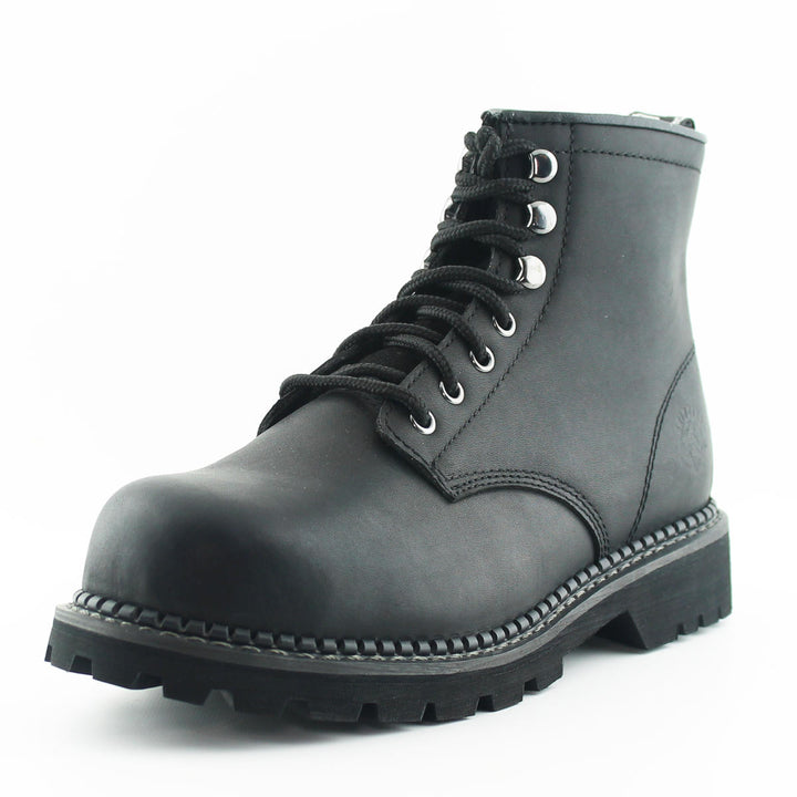 Grinders KESTREL Black Brown Leather Safety Steel Cap Lace Up Combat Boots