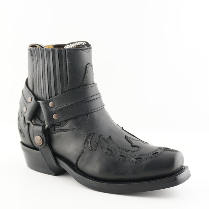 Grinders MONTANA New Black Rock Leather Low Ankle Boots Western Biker Cowboy