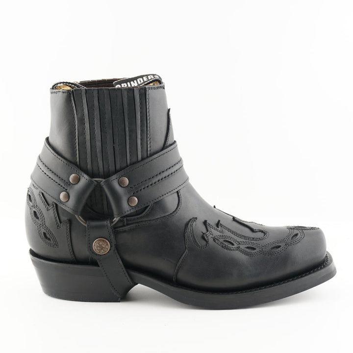 Grinders MONTANA New Black Rock Leather Low Ankle Boots Western Biker Cowboy