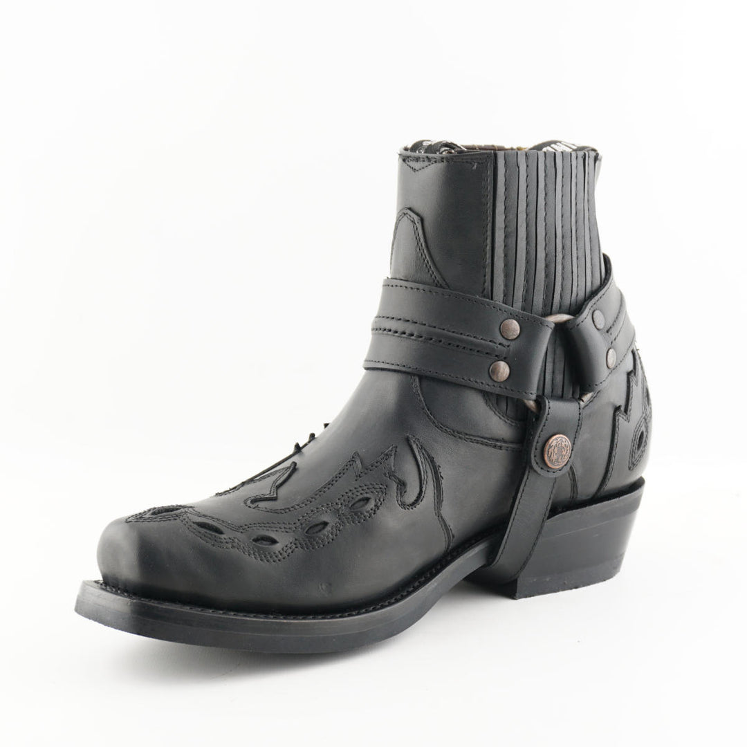 Grinders MONTANA New Black Rock Leather Low Ankle Boots Western Biker Cowboy