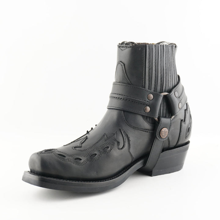 Grinders MONTANA New Black Rock Leather Low Ankle Boots Western Biker Cowboy