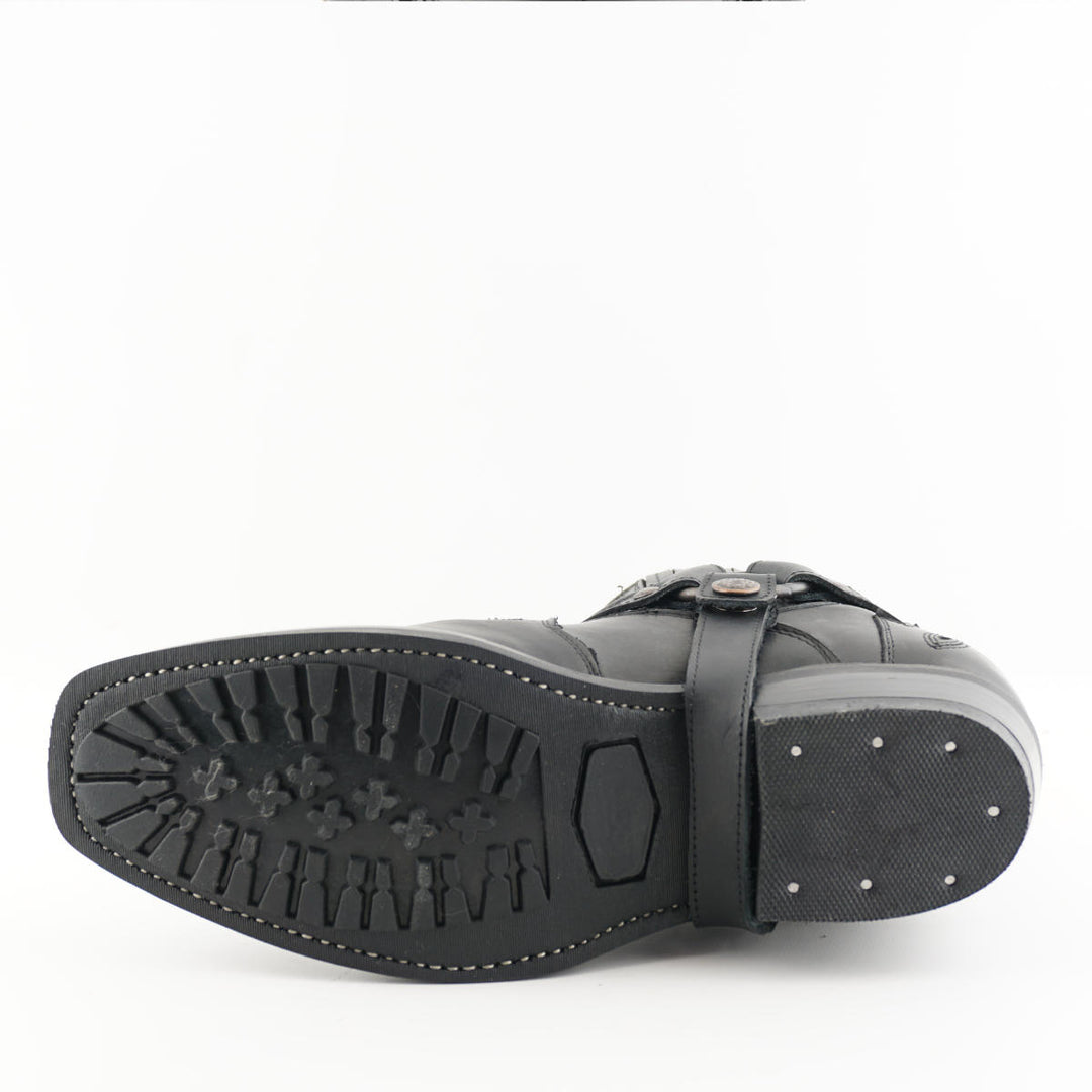 Grinders MONTANA New Black Rock Leather Low Ankle Boots Western Biker Cowboy