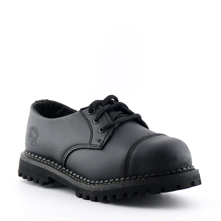 Grinders REGENT New Steel Toe Cap Rock Lace Up Shoes Black Leather