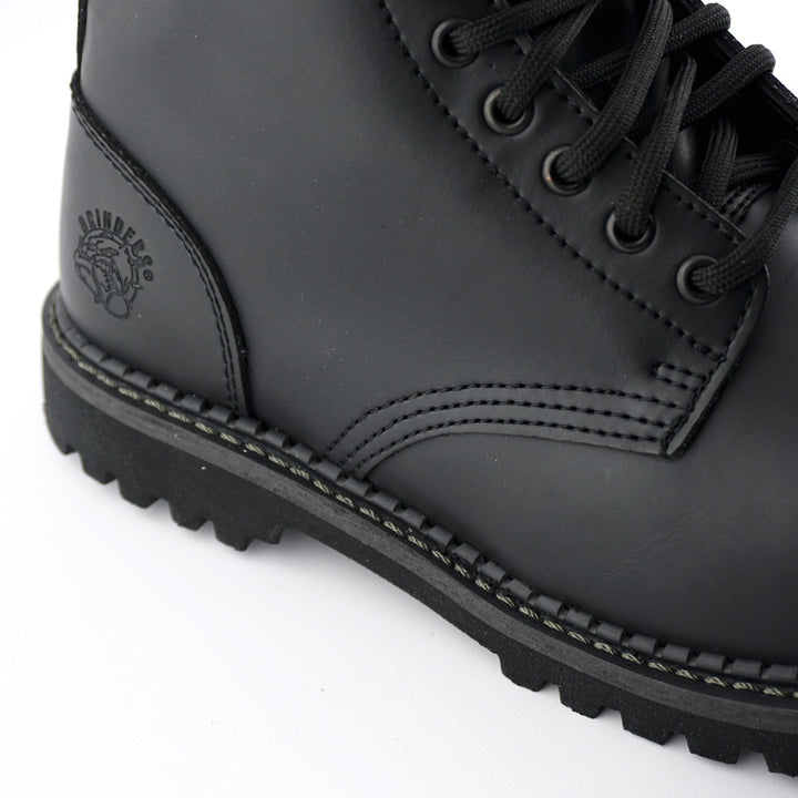 Grinders STAG 10 Eyelet New Steel Toe Cap Boots Rock Black Leather