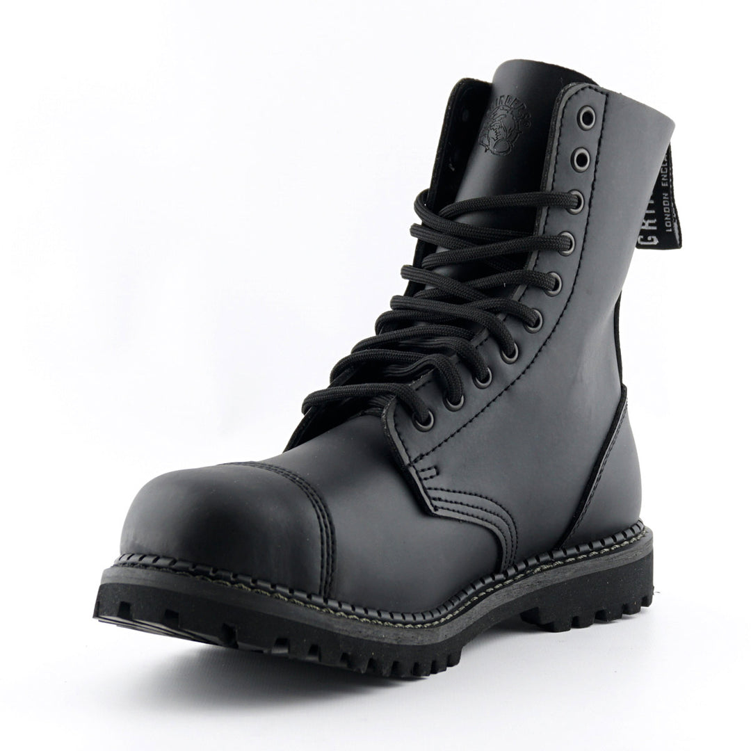 Grinders STAG 10 Eyelet New Steel Toe Cap Boots Rock Black Leather