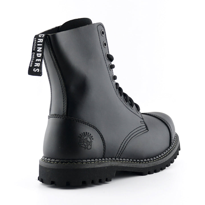 Grinders STAG 10 Eyelet New Steel Toe Cap Boots Rock Black Leather