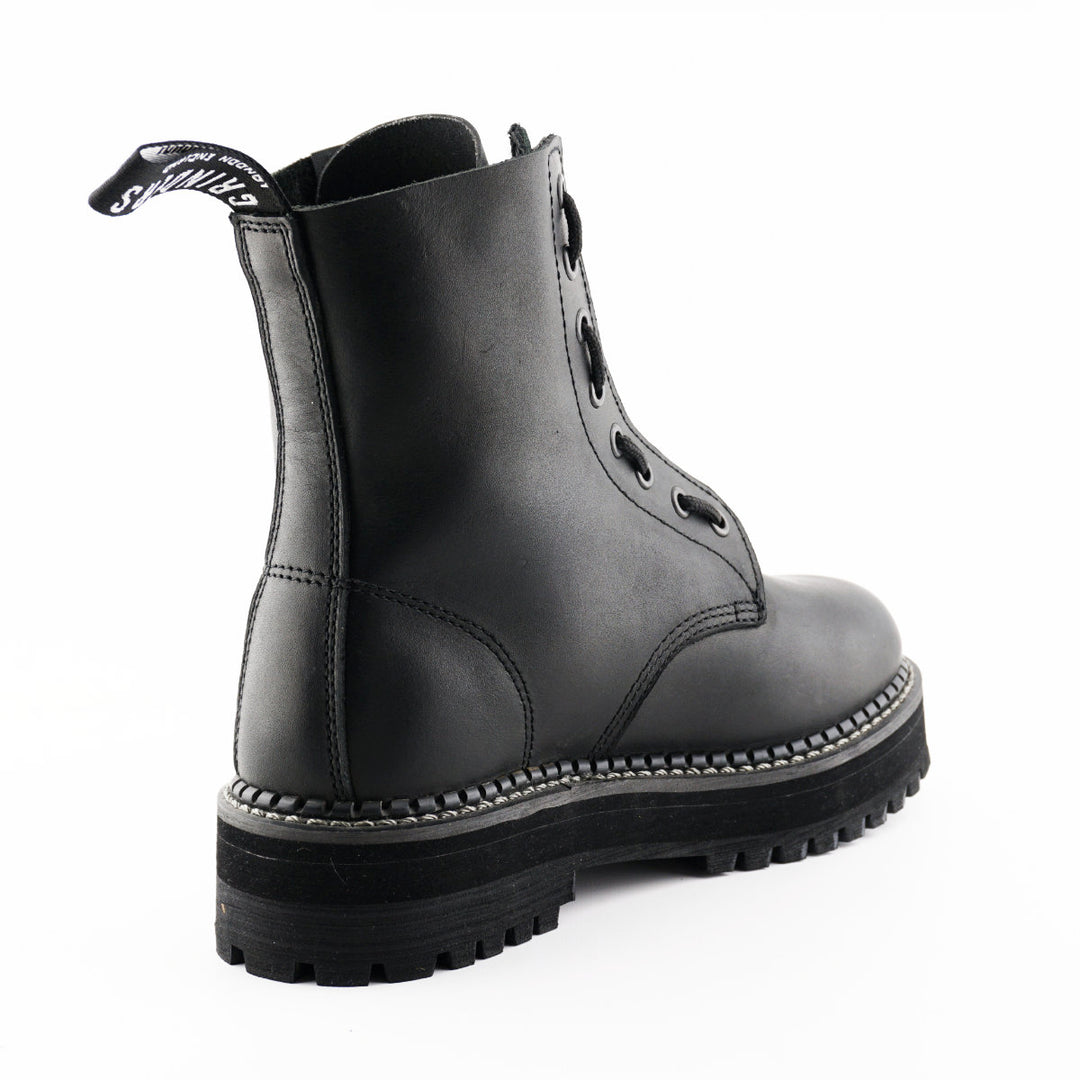 Grinders ZIP & LACE New 8 Eyelet Rock Boots Black Leather