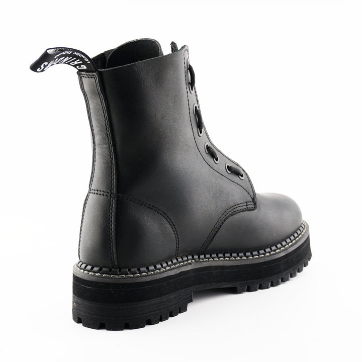 Grinders ZIP & LACE New 8 Eyelet Rock Boots Black Leather