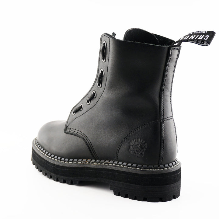 Grinders ZIP & LACE New 8 Eyelet Rock Boots Black Leather